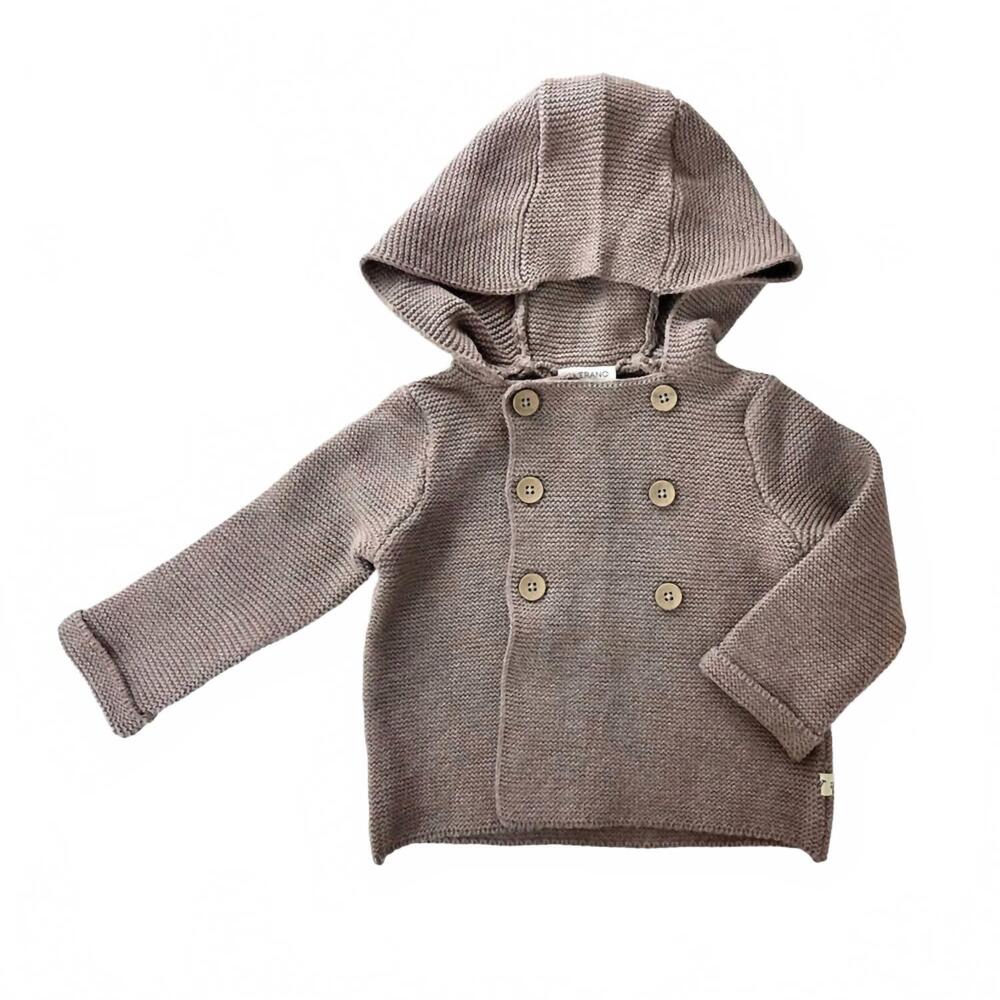 NEW VIVERANO ORGANICS kid's hooded double button coat jacket in cafe latte